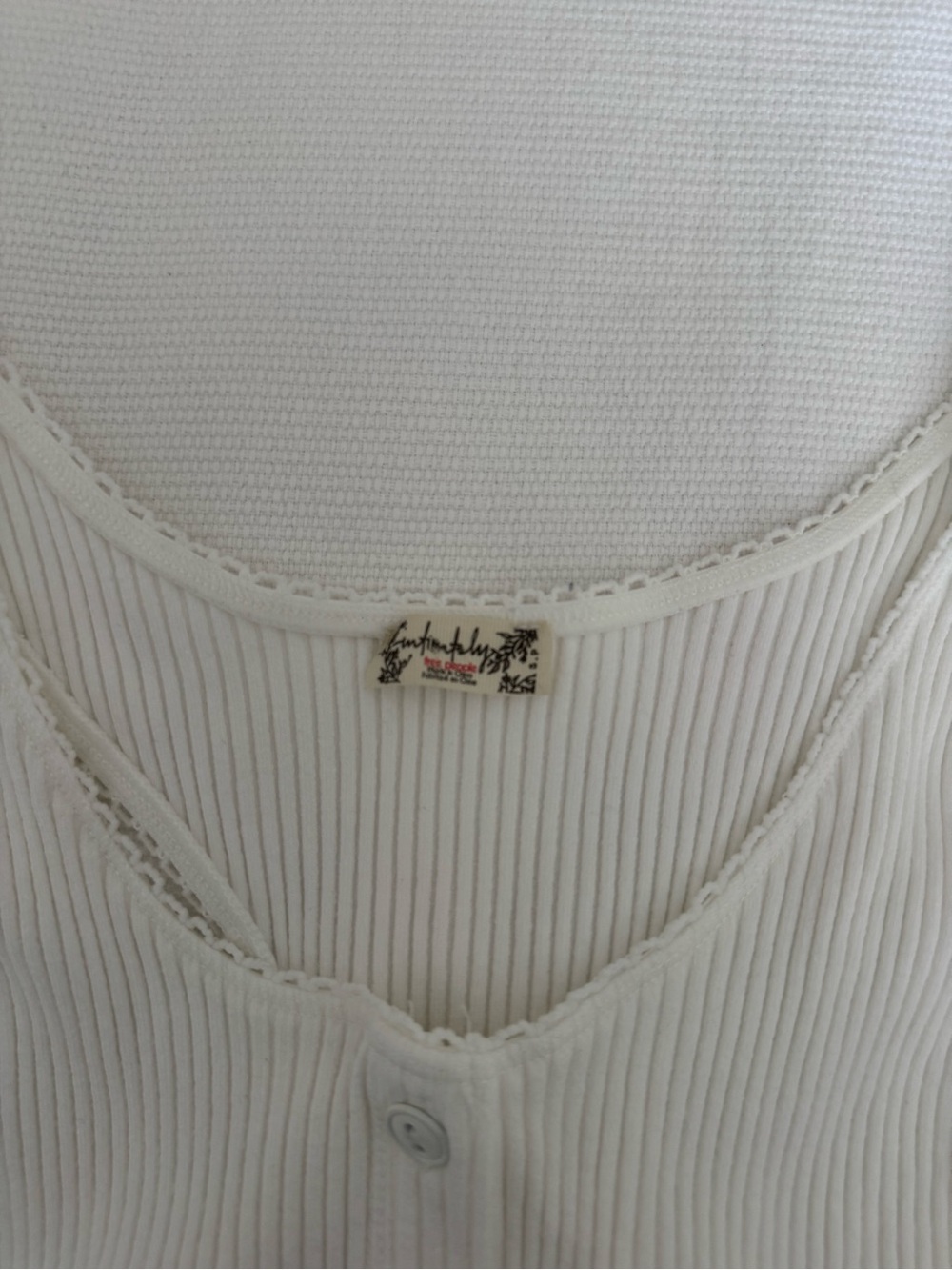 Free People White Ribbed Button Tank - Picture 3 of 4